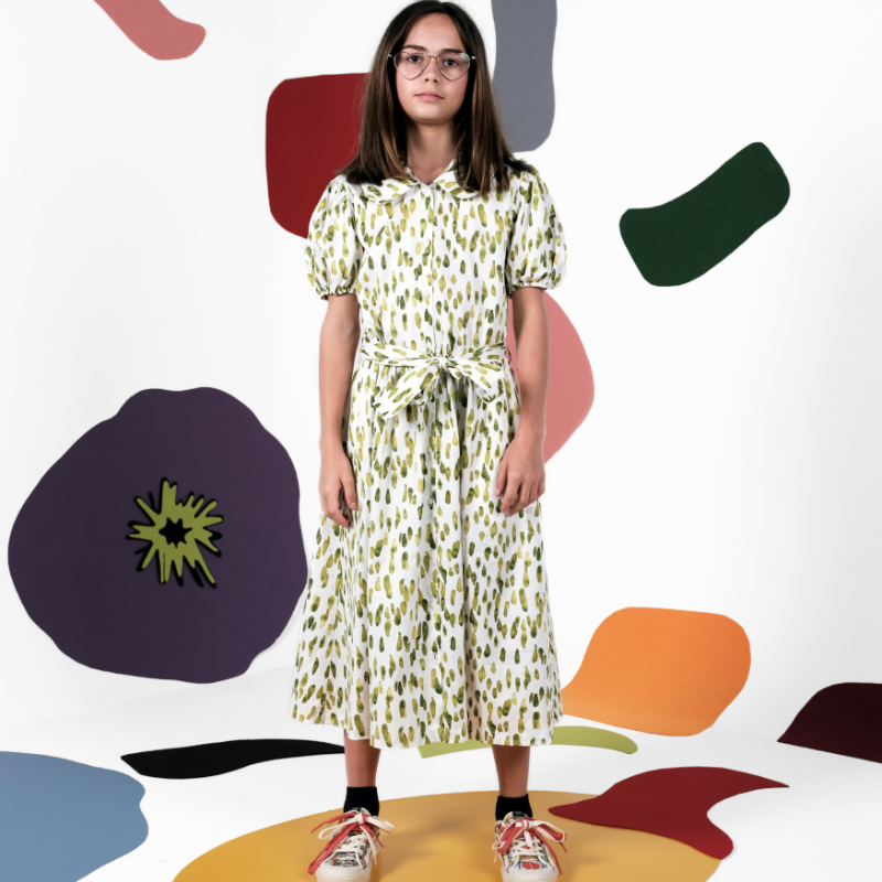 Elisabete Dress - White&green