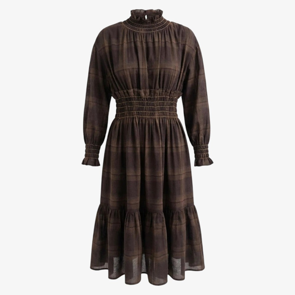 Plaid Dress - Brown