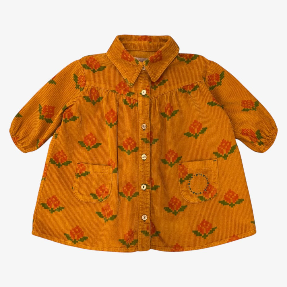 Big Flower Dress Short - Camel