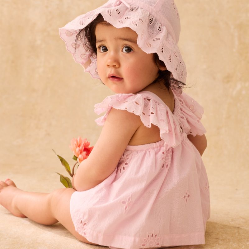 Eyelet Romper - Pink