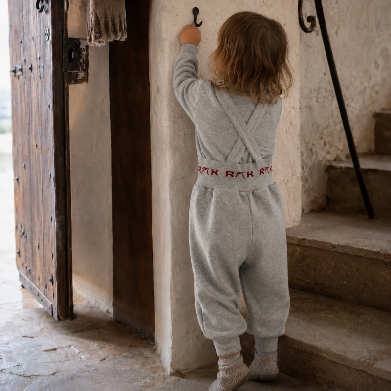 Reese Top And Overall - Grey & Red