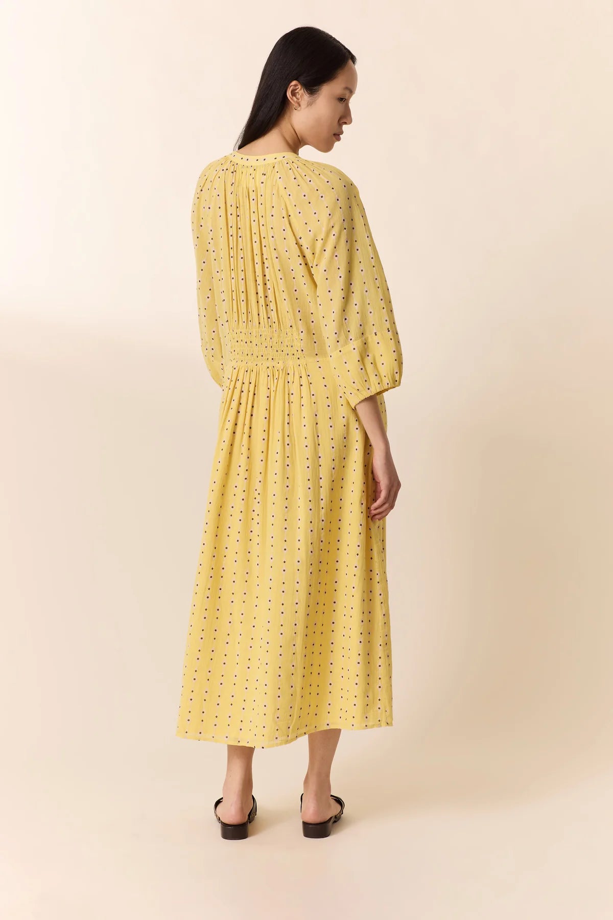 Dotted Print Dress - Yellow