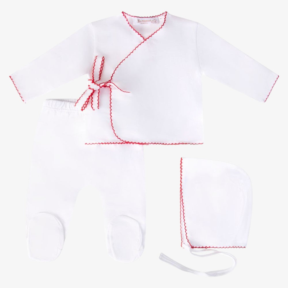 Wrap 3 Piece Set - White & Red