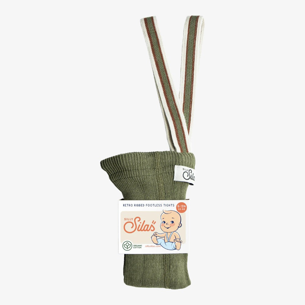 Footless Tights - Olive Stripe