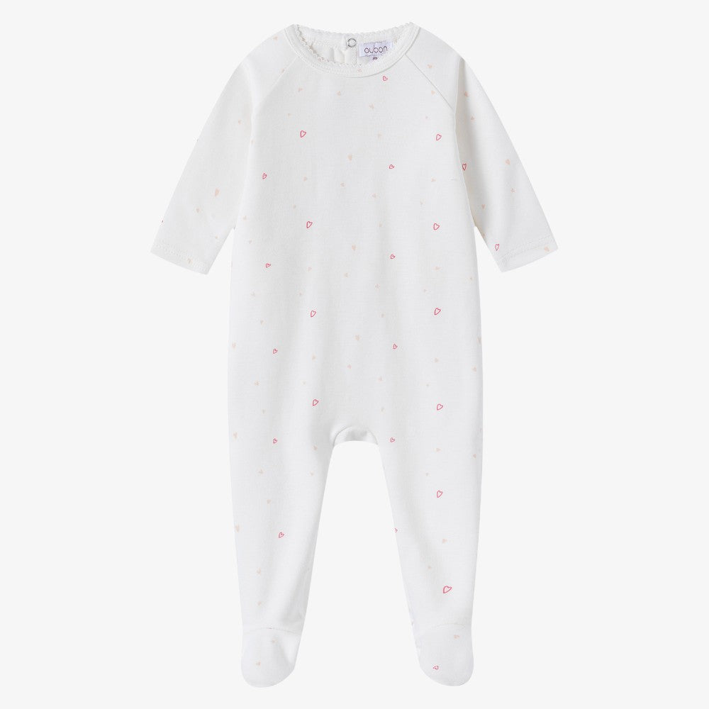 Outline Heart Footie - Pink