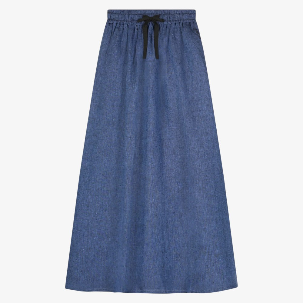 Tweed Gathered Skirt - Blue