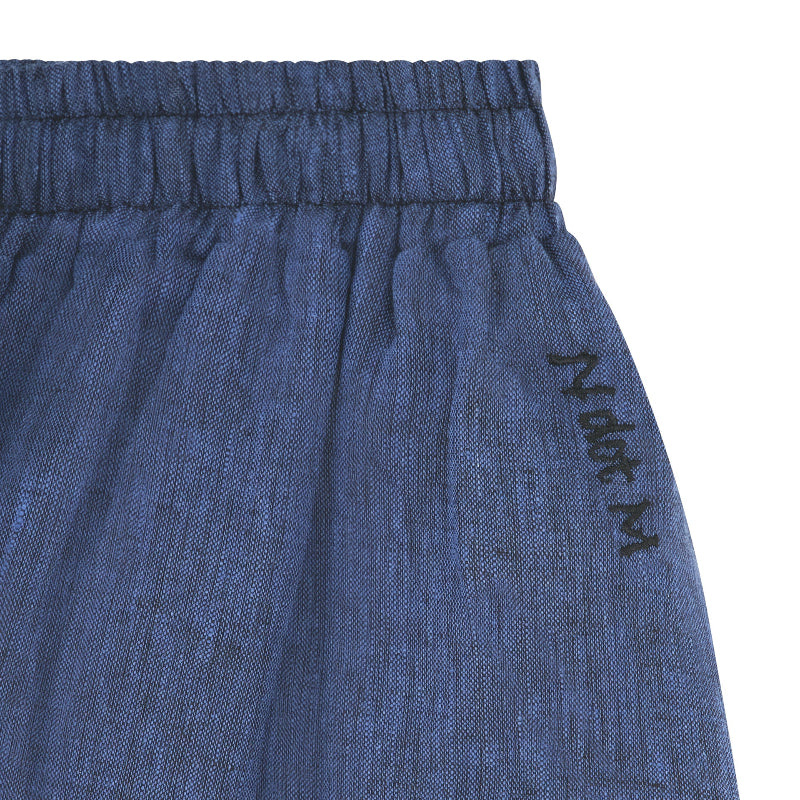Tweed Gathered Skirt - Blue