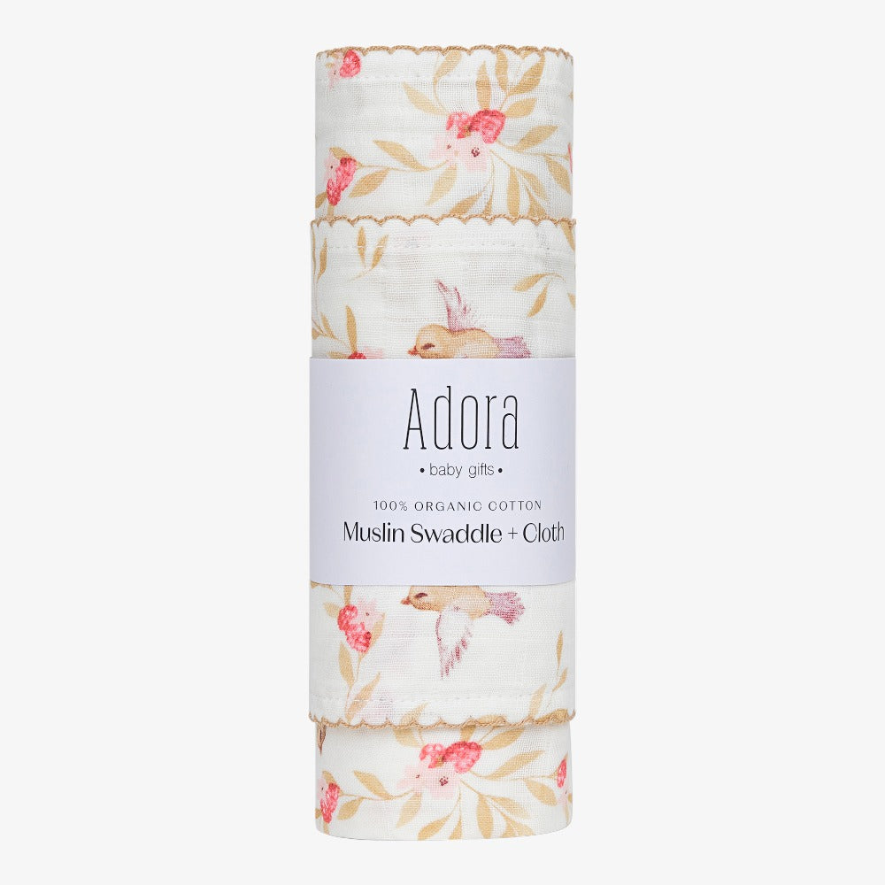 Vine Swaddle + Cloth - Cherry Blossom