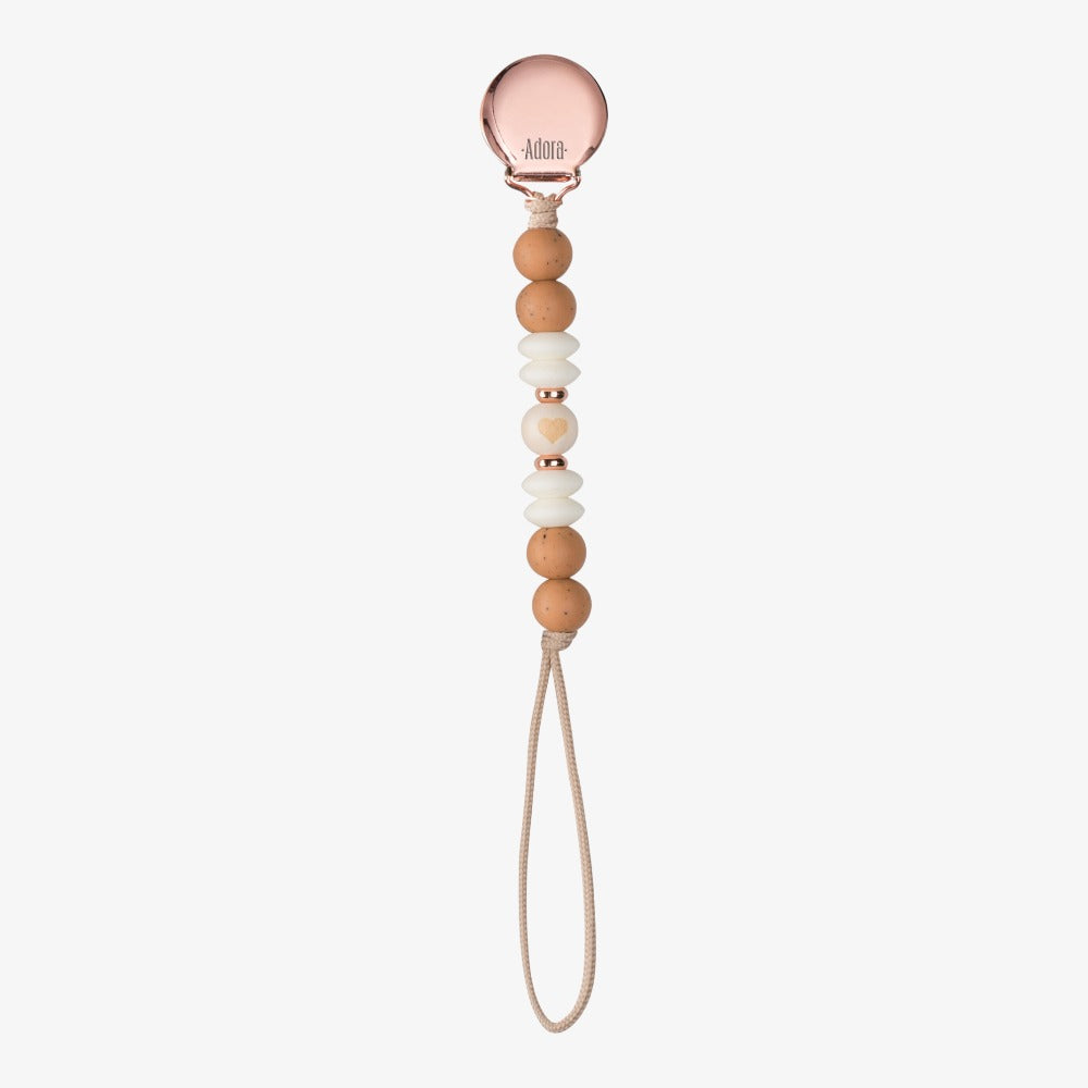 Wood Paci Clip - Luggage Heart