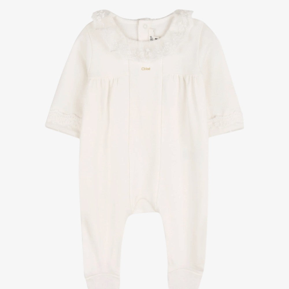 Logo Footie With Blanket - White