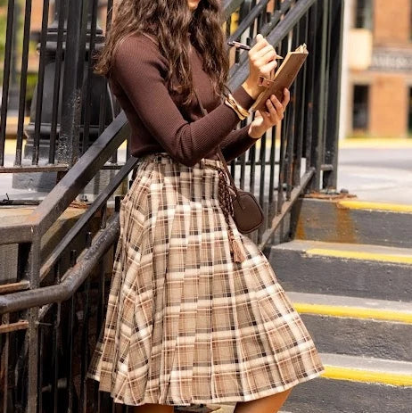 Lea Pleated Skirt - Plaid