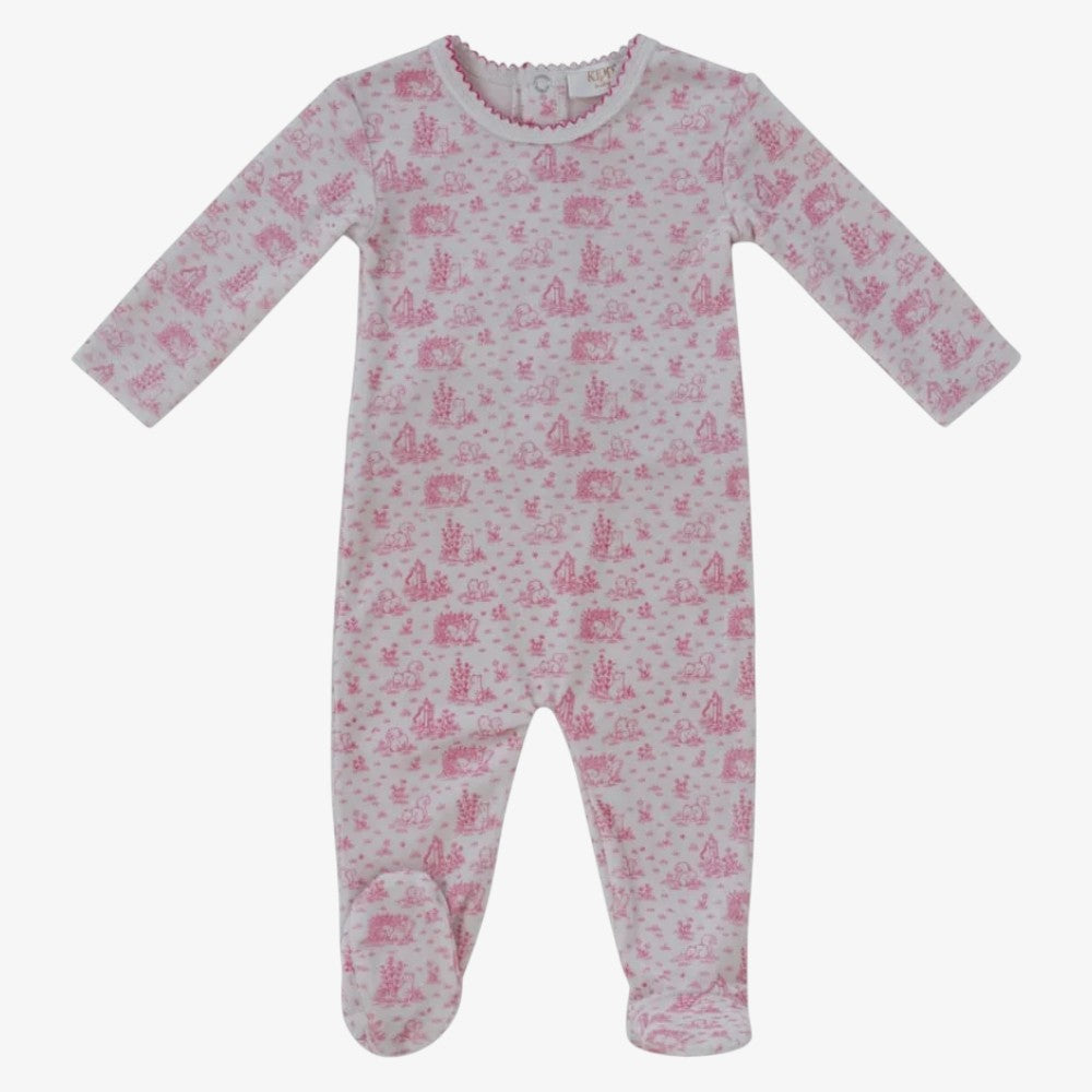 Woodland Toile Footie - Pink