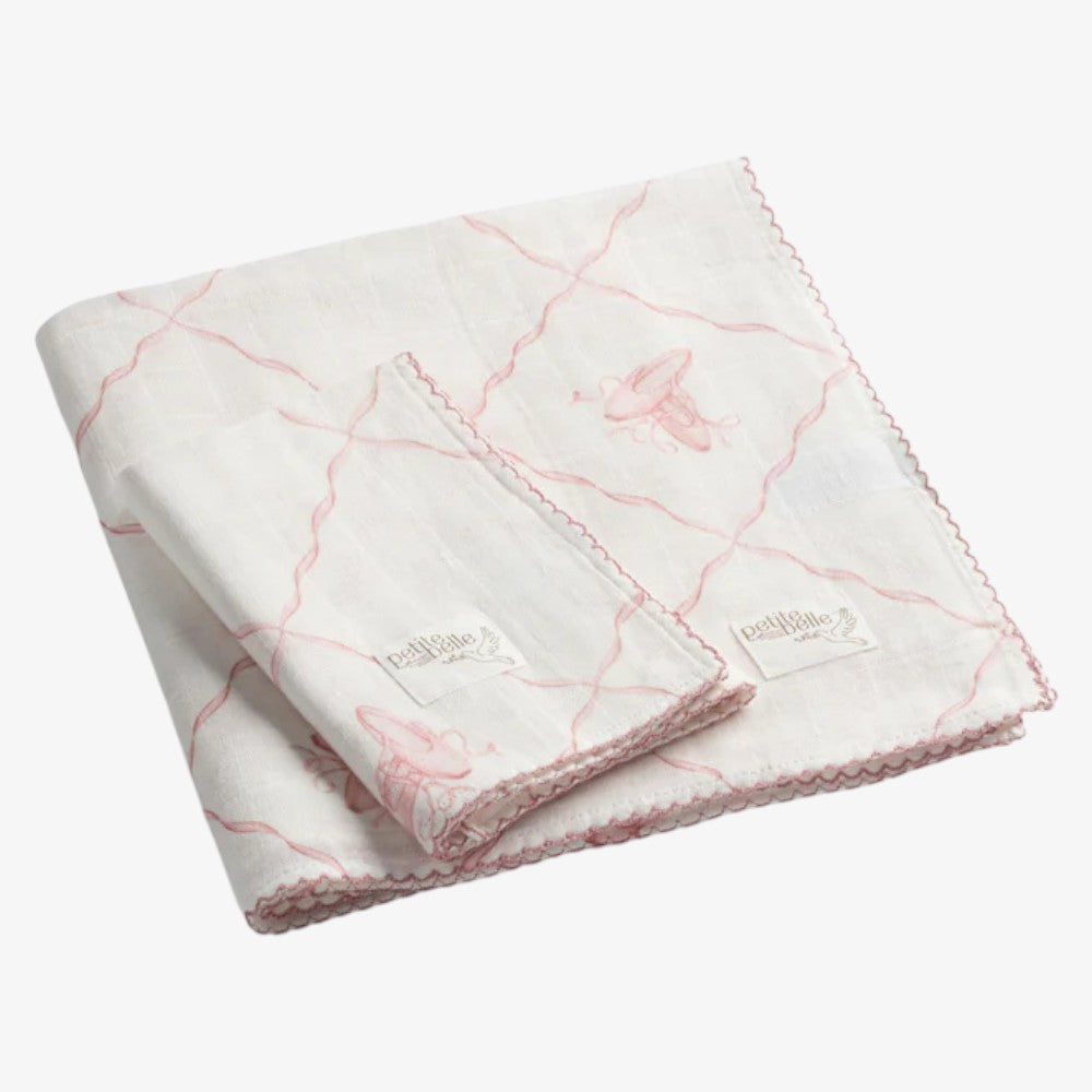 Swaddle And Burp Cloth Set - Rose Ballet