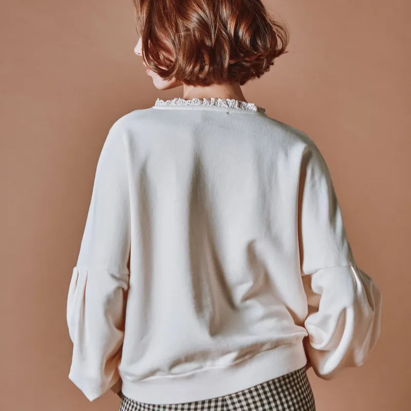 Embroidered Sweatshirt - Cream