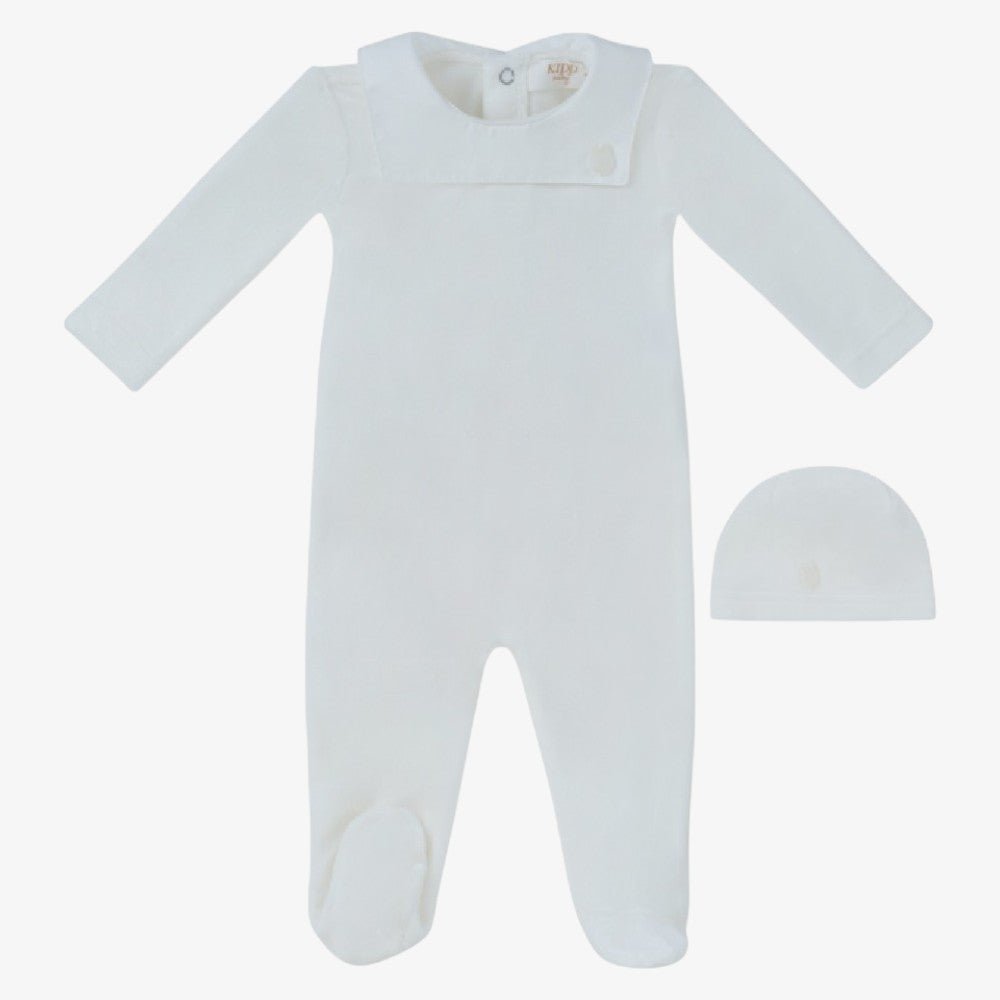 Bib Footie And Hat - White