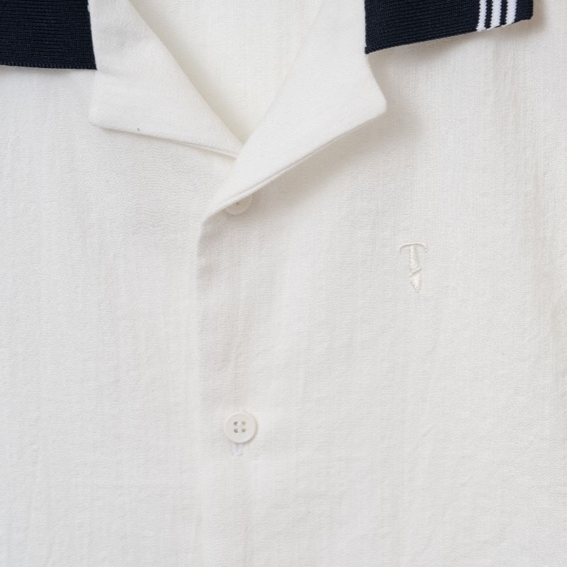 Collar Shirt - White & Lt Blue