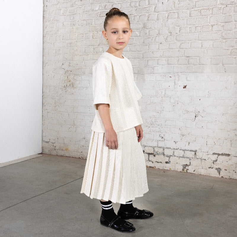 Pleat Woven Skirt - White