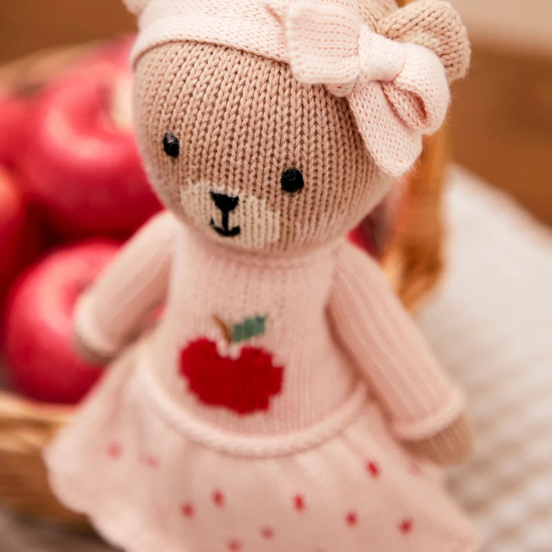 Emma Apple Bear - Pink & Red