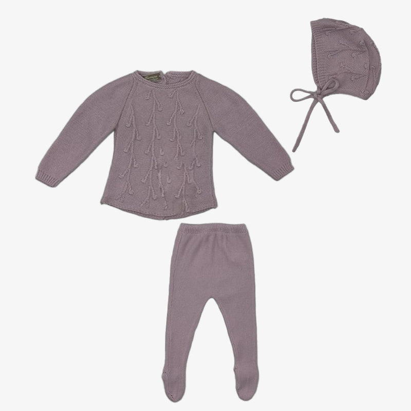 Baby Knit 3Pc Set - Lilac