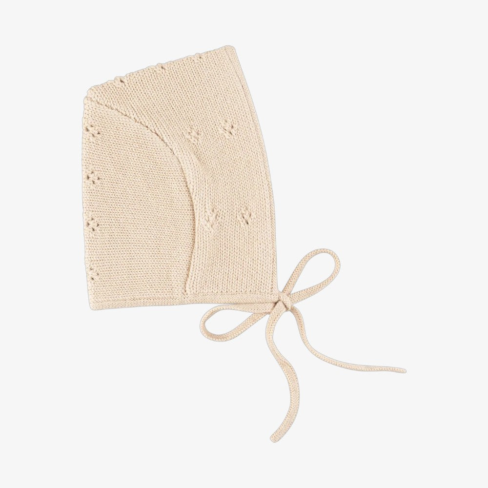 Pointelle Knit Bonnet - Tan