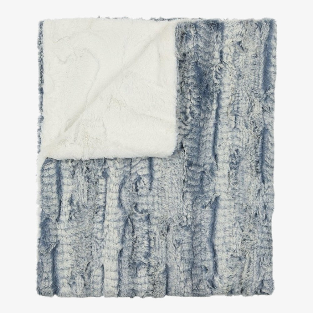 Stone Fur Blanket - Blue&natural