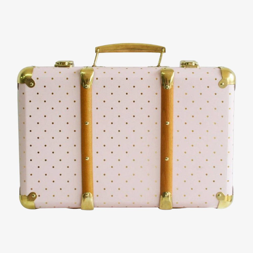 Mini Vintage Brief Case - Pink/gold