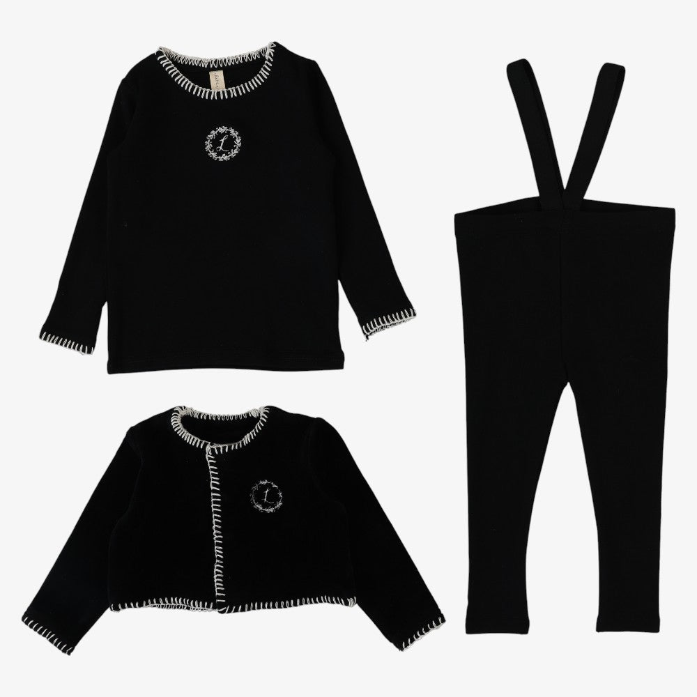 Velour Cardign Loungewear - Black