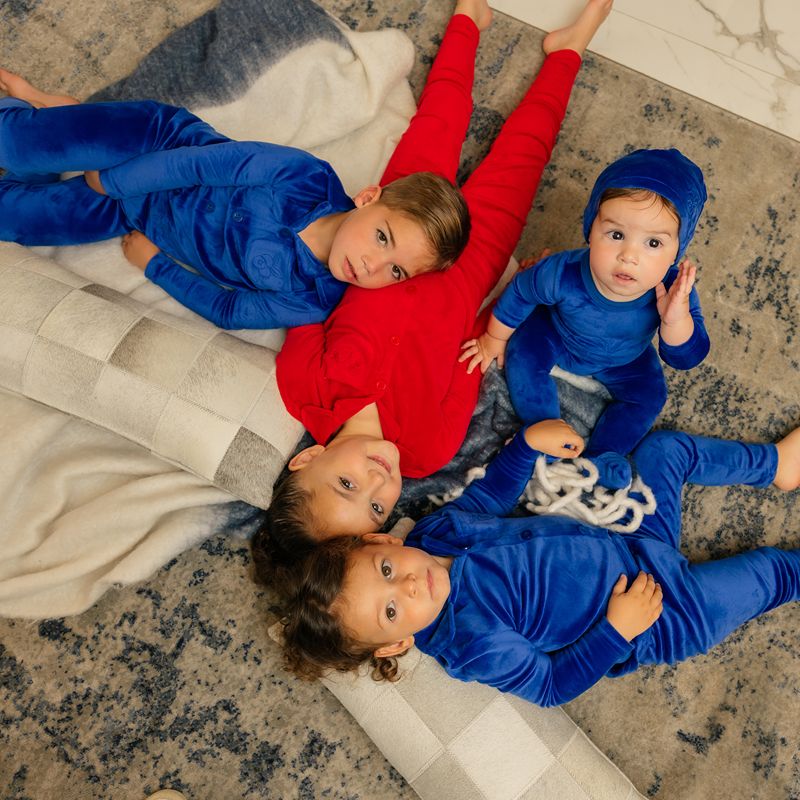 Embroidered Footie And Hat - Red