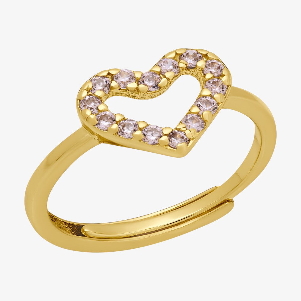 Stone Heart Ring - Pink