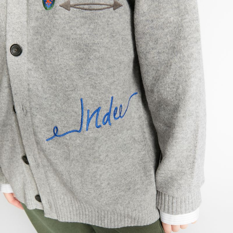 Embroidered Cardigan - Grey