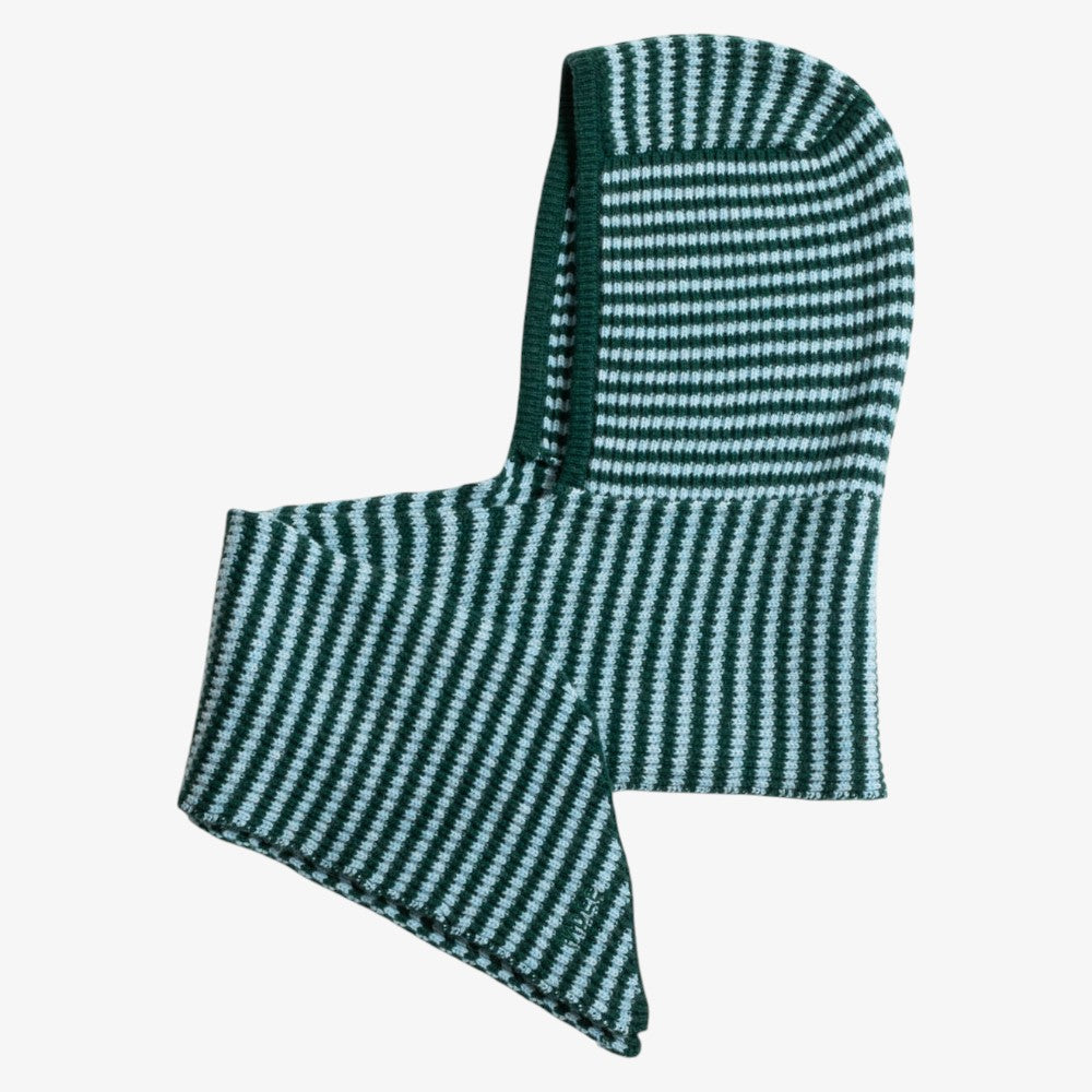 Striped Scarf With Hood - Green