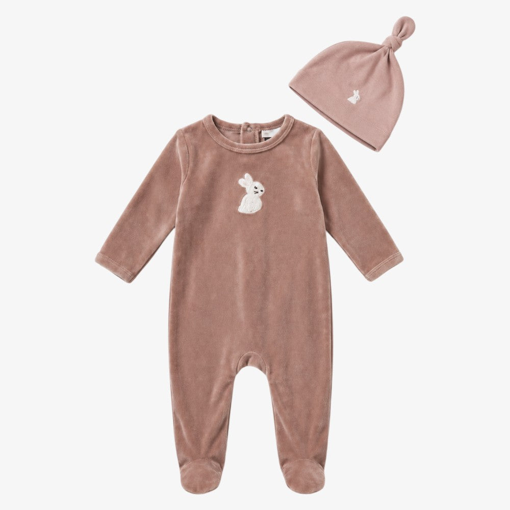 Bunny Footie And Hat - Primrose