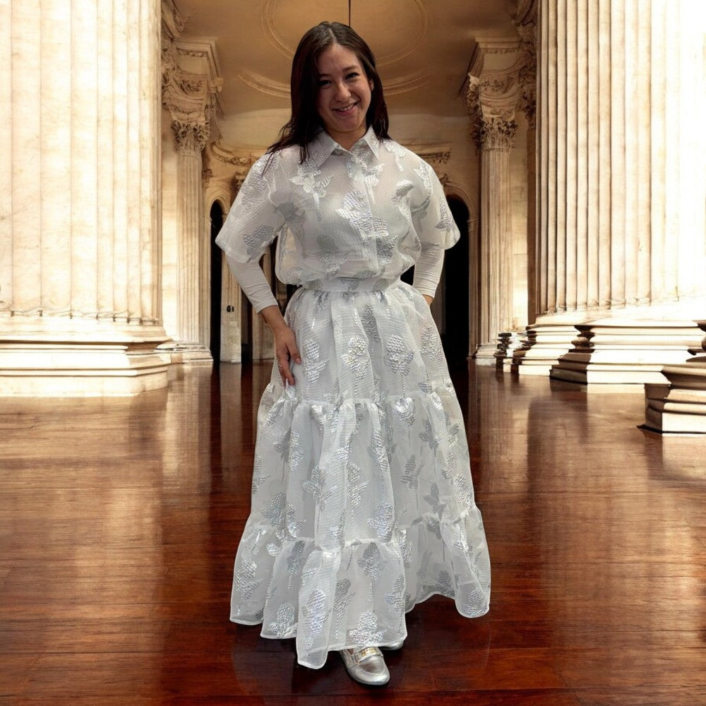 Crunch Top And Skirt - Silver