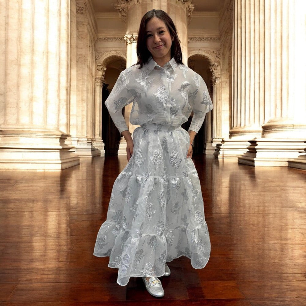 Crunch Top And Skirt - Silver