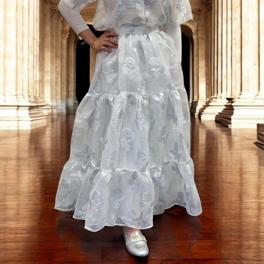 Crunch Top And Skirt - Silver