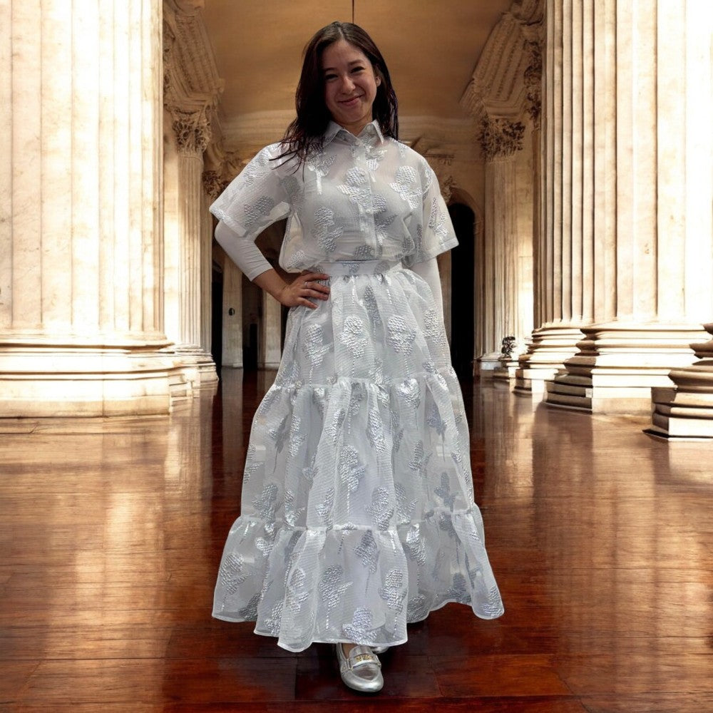 Crunch Top And Skirt - Silver