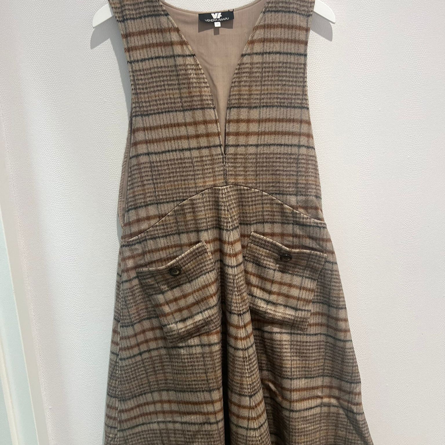 Plaid Pocket Dress - Brown