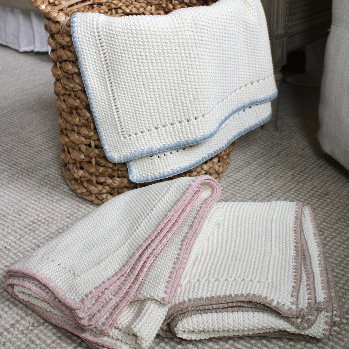 Trim Knit Blanket - Oat