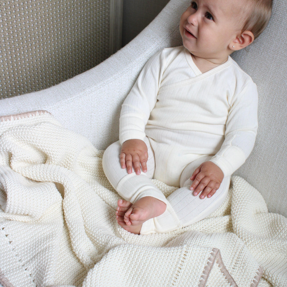 Trim Knit Blanket - Oat