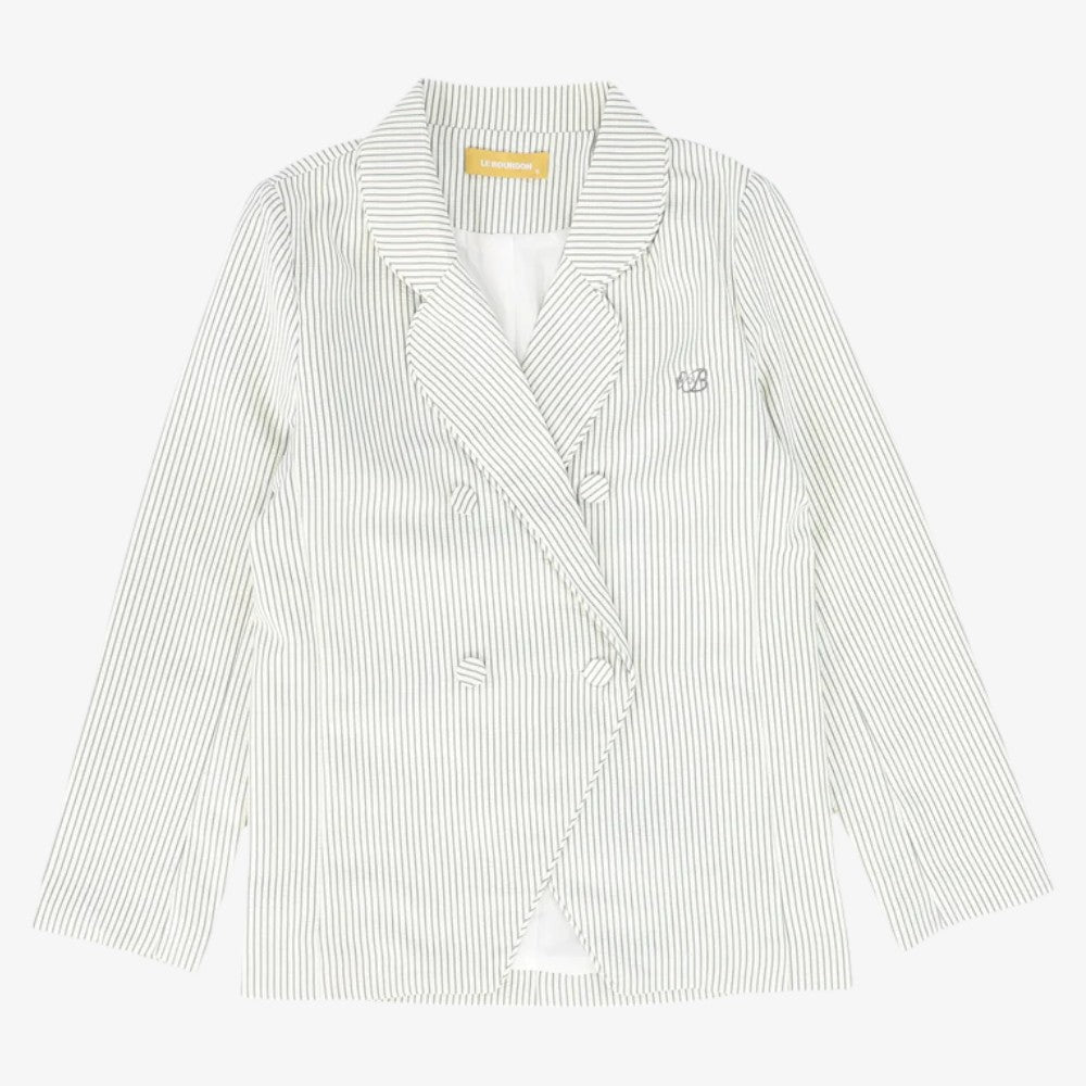 Seersucker Blazer - Dusty Blue