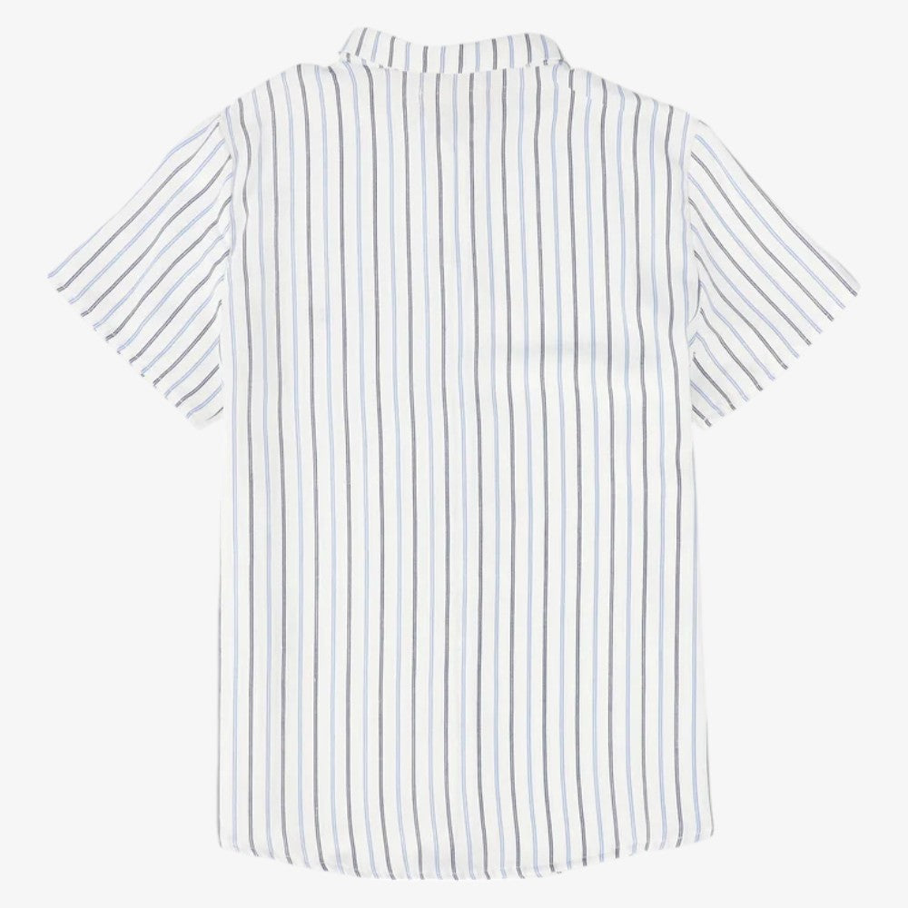 Striped Collar Shirt - White&blue
