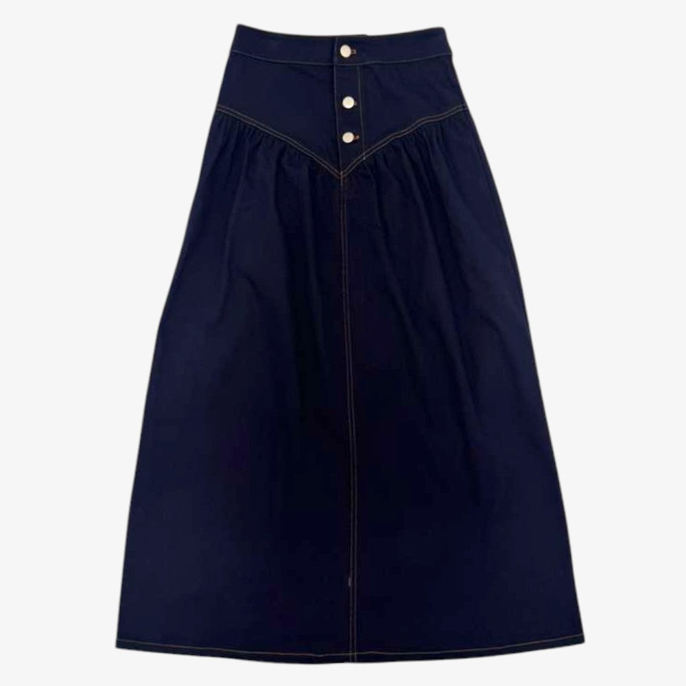V Denim Skirt - Blue
