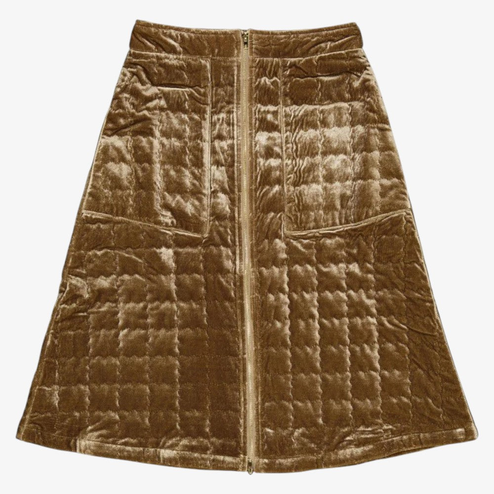 Quilted Velour Skirt - Brown