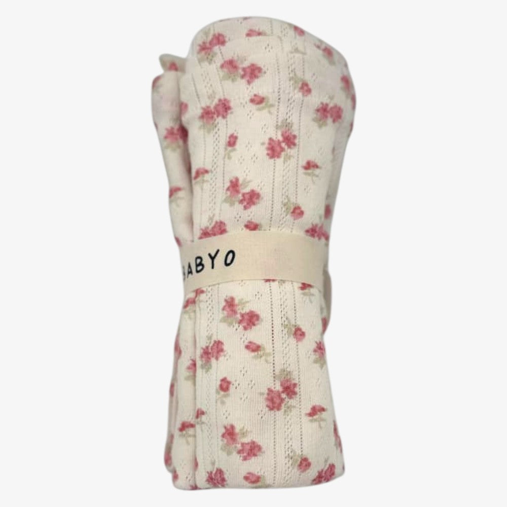 Pointelle Swaddlle - Coral Floral