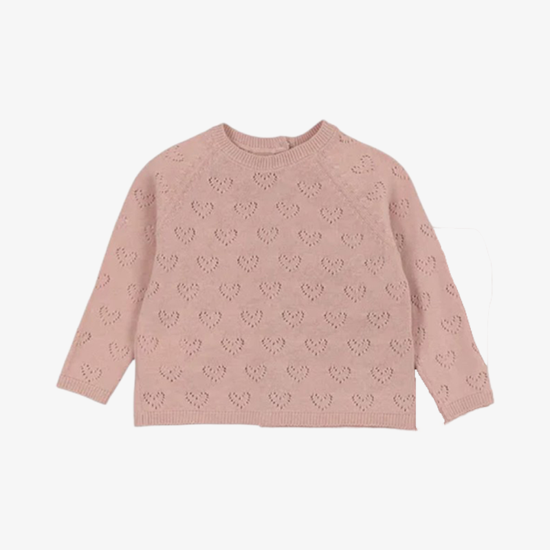 Heart Pointelle 3 Piece Set - Peach Dust