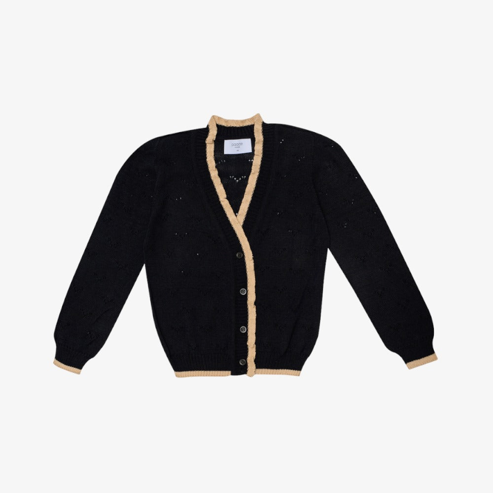 Paade Mode Wave Knit Cardigan - Black