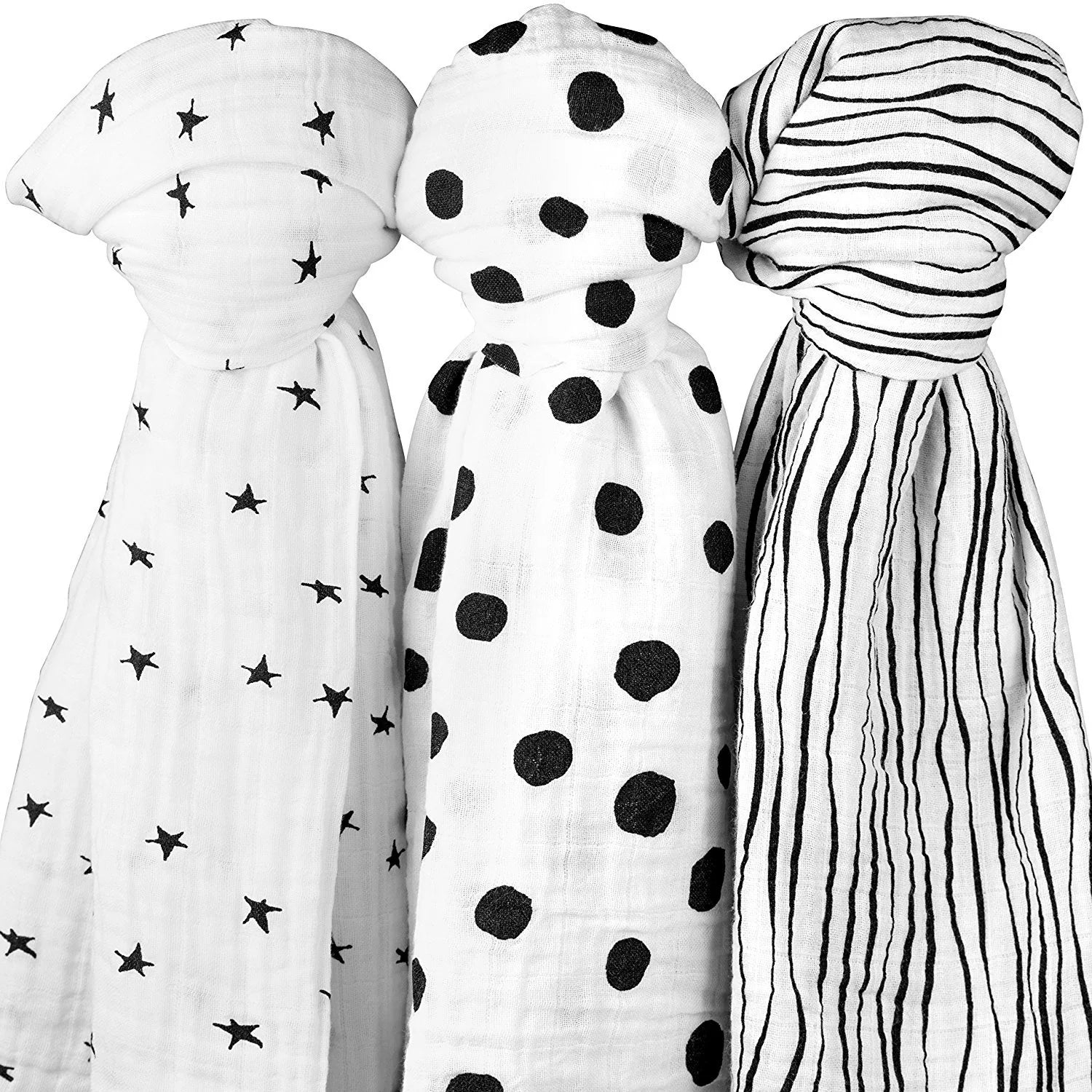 Muslin Swaddle 3 Pack - Black/white