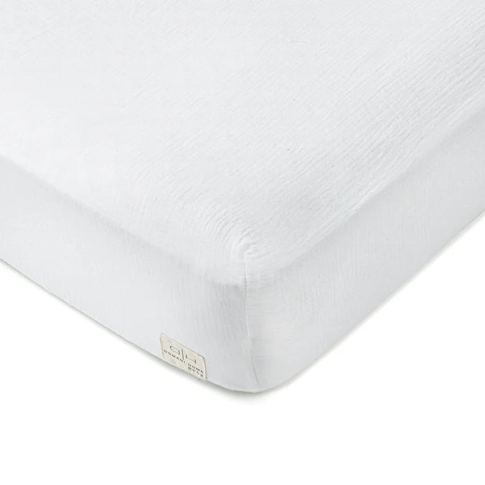 Gauze Linen Crib Sheet - White
