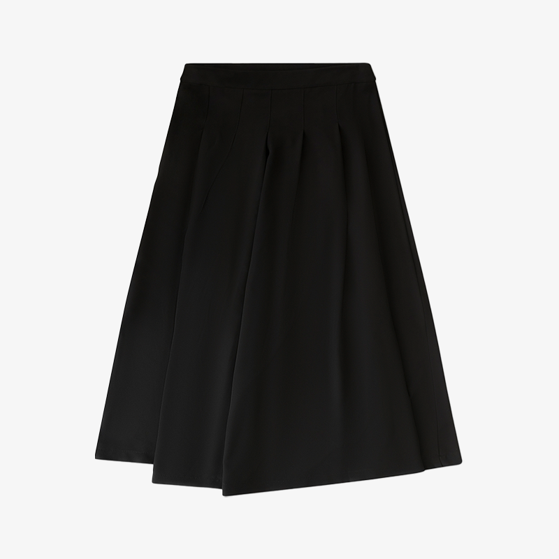 Waistband Pleat Skirt - Black