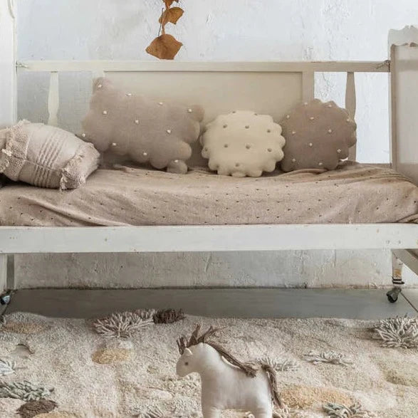 Knitted Cushion Round Biscuit - Dune White